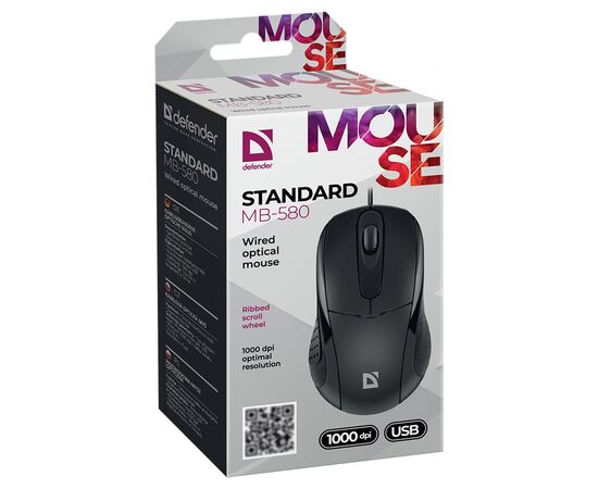  Мышь оптическая Defender Standard MB-580 (black) (220014) 