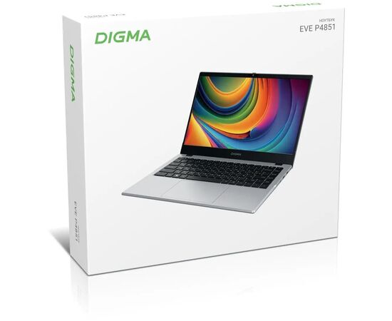  Ноутбук Digma Eve P4851 (DN14N2-8CXW01) 14", IPS, Intel N-series N200 1ГГц, 4-ядерный, 8ГБ LPDDR5, 256ГБ SSD, Intel UHD Graphics интегрированное 