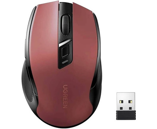  Мышь UGREEN MU006 (25752) Ergonomic Wireless Mouse 2.4G 4000DPI Silence Design 2.4 GHz BT Red 
