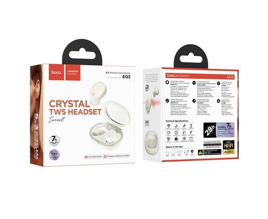  Bluetooth-наушники беспроводные вакуумные Hoco EQ3 Smart (Milky White) 
