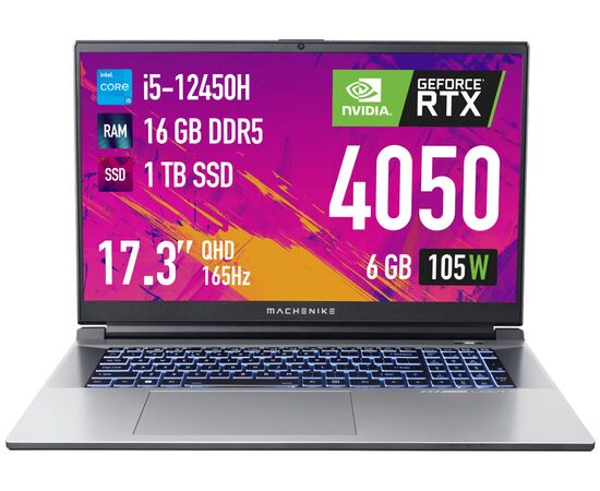  Ноутбук Machenike L17 Star 2K XL (JJ00GG00FRU) 17.3" Intel Core i7 12650H 2.3 ГГц 10 ядер 32 ГБ DDR5 1024 ГБ SSD M.2 Nvidia Geforce RTX4060 (8 ГБ) DOS 