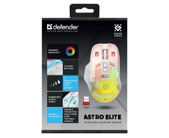  Мышь оптическая беспроводная Defender Astro Elite GM-056 3200dpi, 500мАч игровая (white) (238161) 