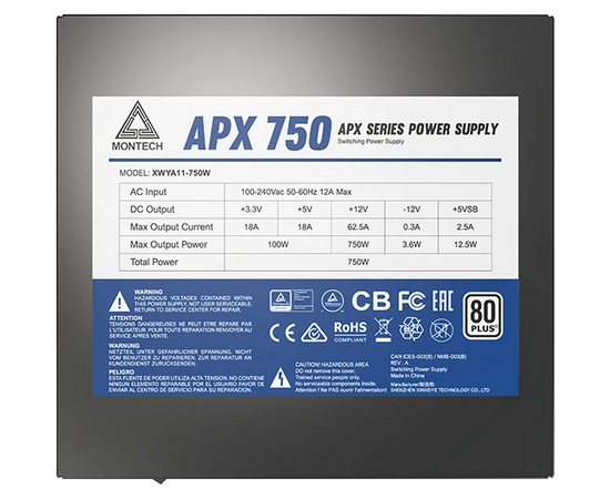  Блок питания MONTECH APX 750 (XWYA11-750W), 750Вт, 120мм, retail 
