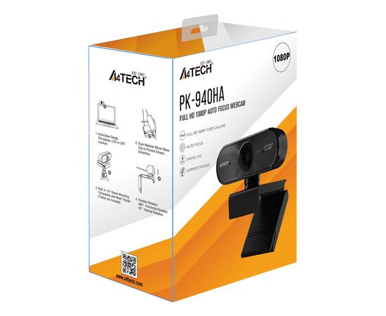  Web-камера A4Tech PK-940HA черный 2Mpix (1920x1080) USB2.0 с микрофоном 